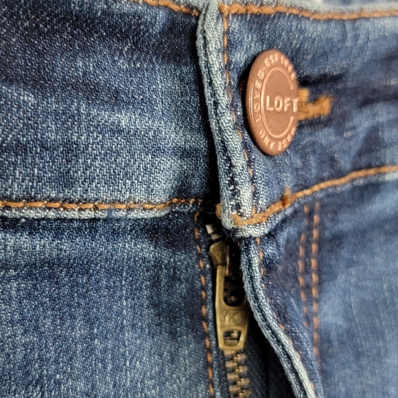 LOFT High Rise Modern Skinny Raw Hem Slit Dark Wash Denim Jeans Sz 12/31 NEW - Picture 5 of 16